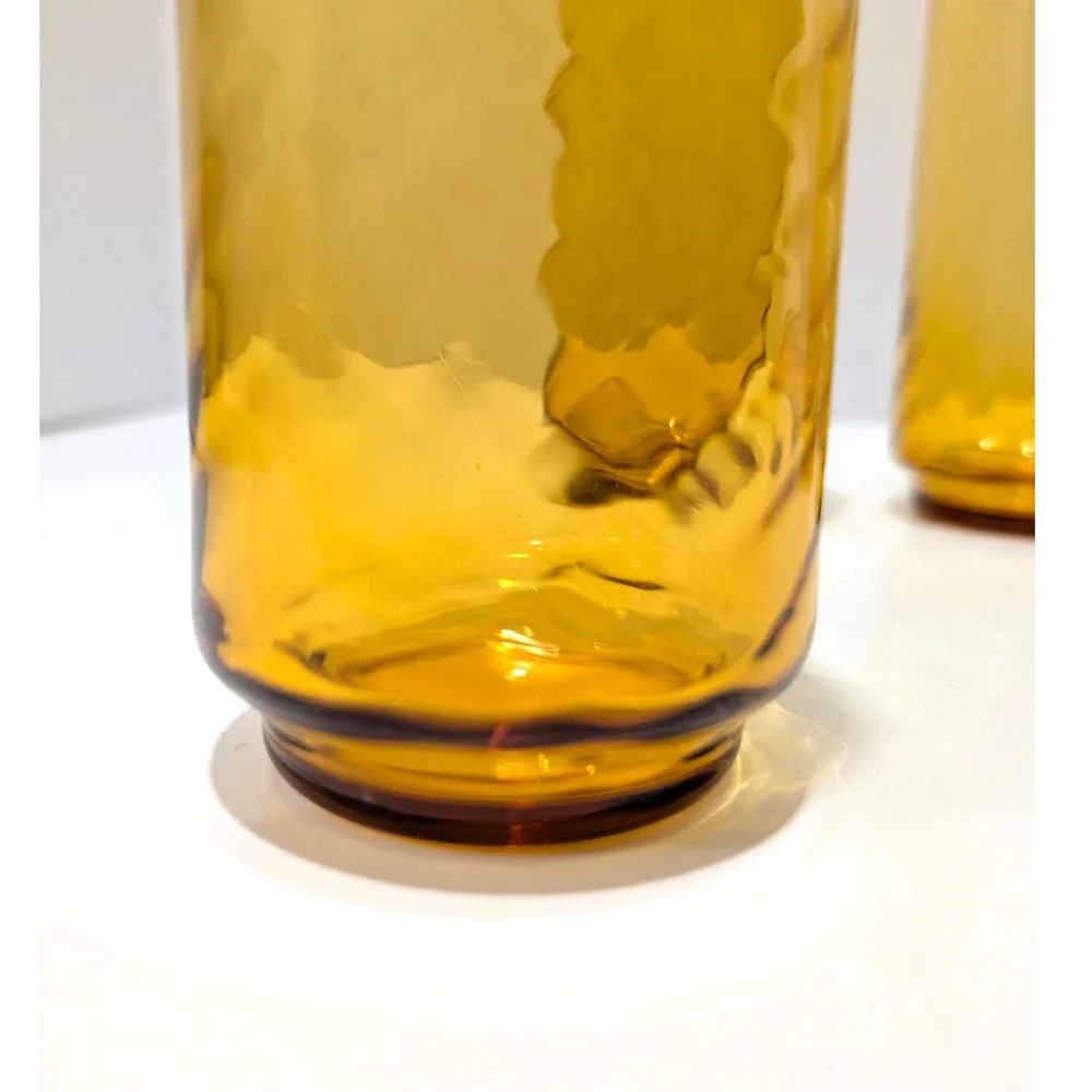 Libbey Gold Amber Swirl 16 oz Iced Tea Glasses Set of 4 Drinkware Vtg  #39901-K